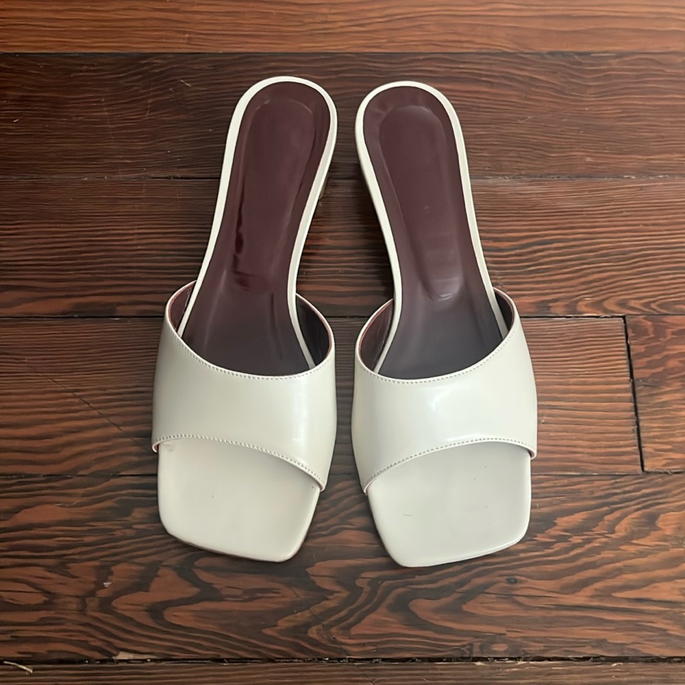 Staud off-white heeled slides sandals
